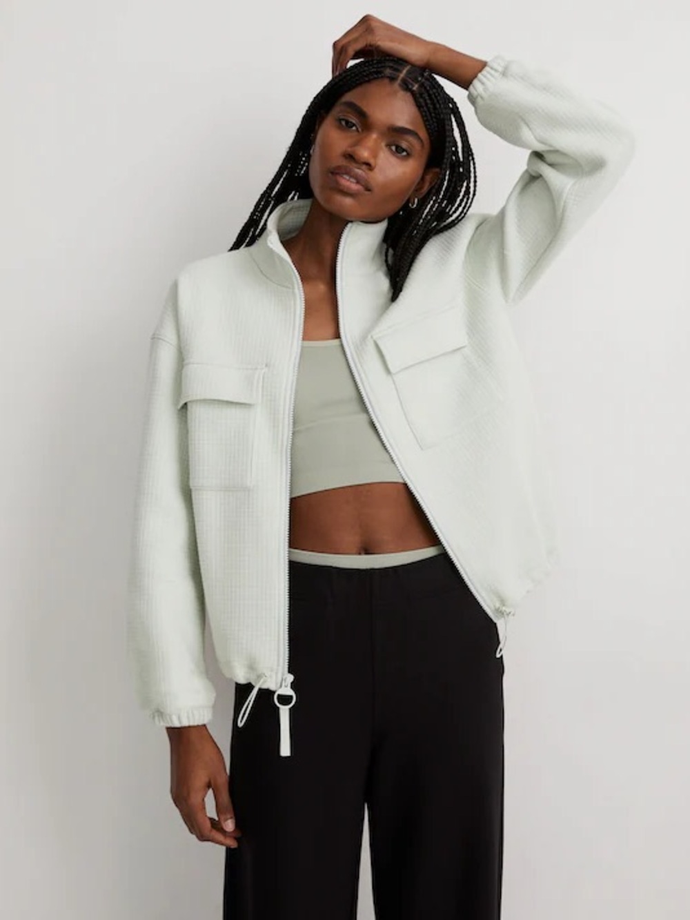 Madewell. Quilted Jacquard Zip Jacket. Iced Mint. Size XXS.